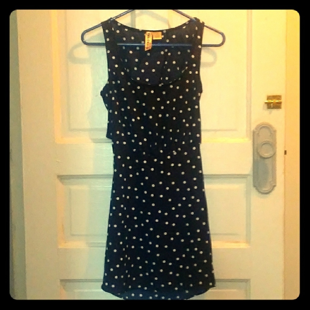 Mimi Chica Navy Blue w/ White Polka Dot Dress